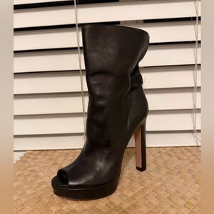 PRADA peep toe leather booties